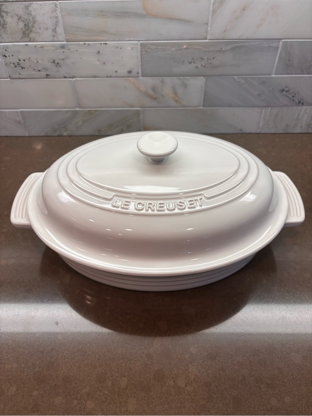 Le Creuset White Oval Covered Casserole Dish